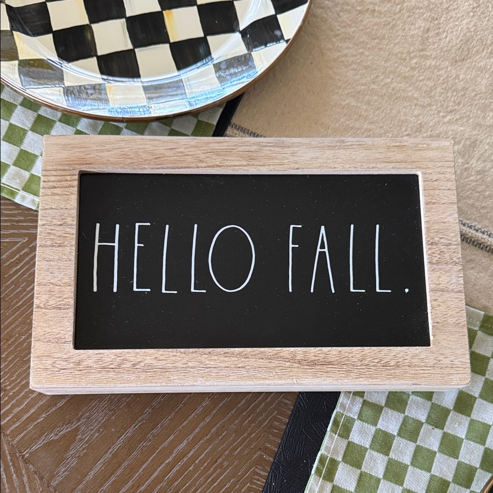 Rae Dunn Black and Tan 'Hello Fall' Sign